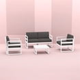 thumbnail image 4 of Siesta ISP132-WHI-CCH Mykonos 4 Person Lounge Set with Sunbrella Charcoal Cushion - White, 4 of 4