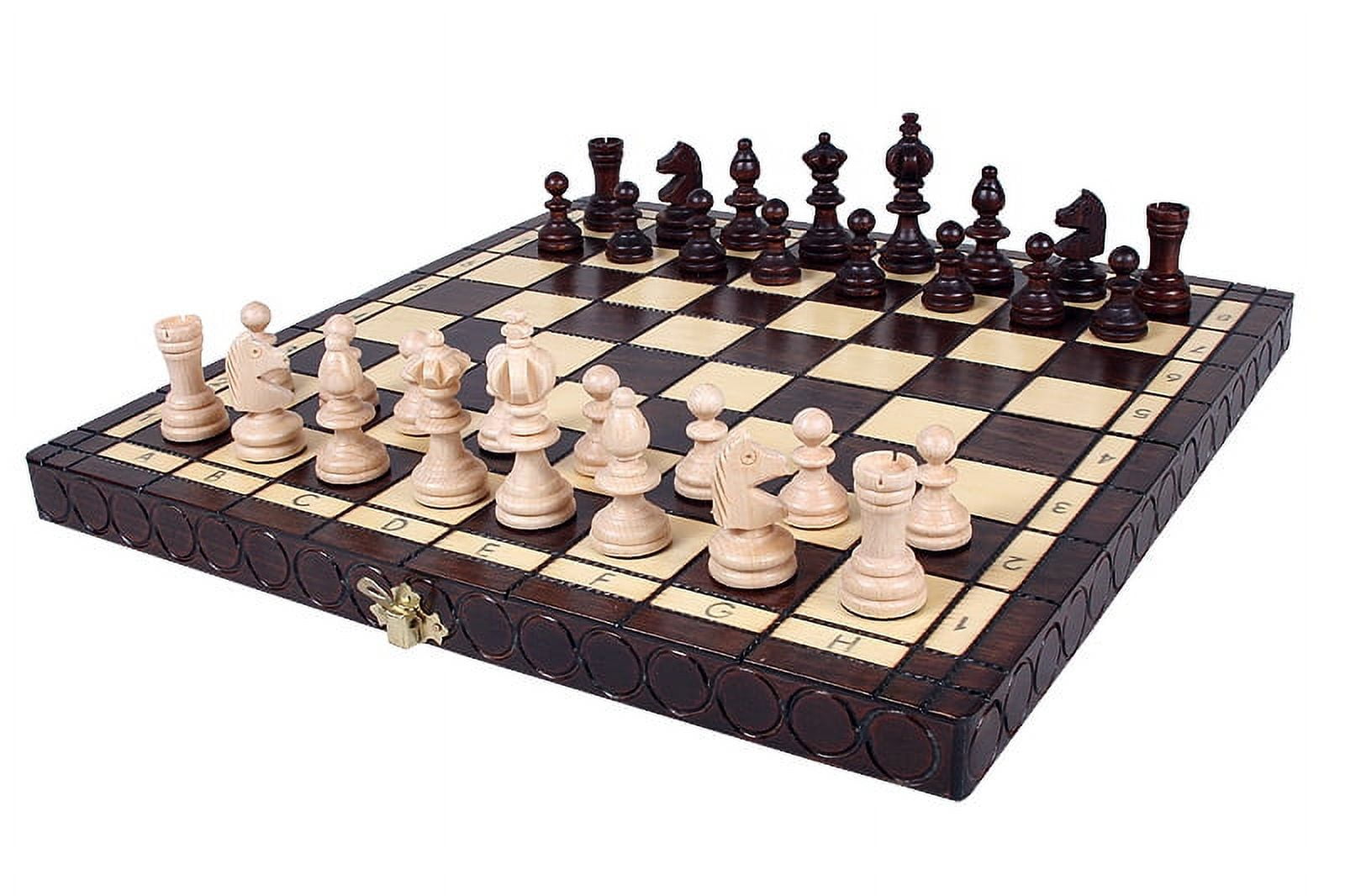 The Ares - Stylish European Chess Set with 14 inch  Chess Board that Folds for Chess Piece Storage