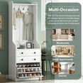 thumbnail image 4 of 27.5''W Narrow Hall Tree With 4 Hanging Hooks, Flip Drawer, Adjustable Shelf, 2 Drawers Shoe Storage Cabinet, Multi-functional Coat Rack For Living Room, Hallway, 4 of 9