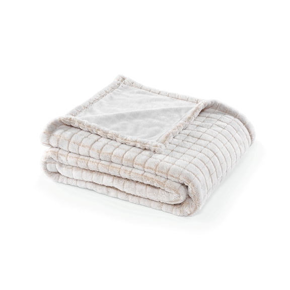 CBCHome Frosted Velvet Plush Throw Blanket - Buttery Soft and Cozy Sofa and Bed Throw, Great Gift for Women, Teens - All Season Home Décor (Neutral, 50"x60")