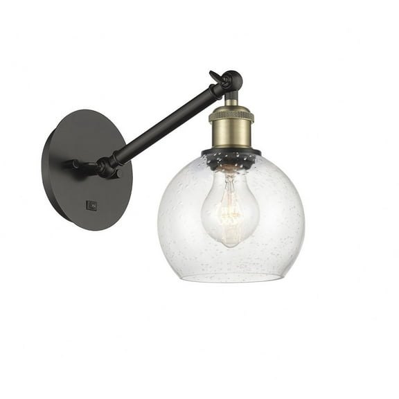 317-1W-BAB-G124-6-LED-Innovations Lighting-Athens - 1 Light Wall Sconce In Industrial Style-10.5 Inches Tall and 6 Inches Wide Black Antique Brass