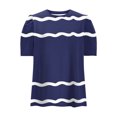 thumbnail image 6 of JTZGDY Womens Summer Tops Casual Puff Short Sleeve Striped/Polka Dot Print Crewneck Tunic Blouse Trendy Oversized Graphic T-Shirts Fashion 2025 Clothes Navy#01 M, 6 of 6