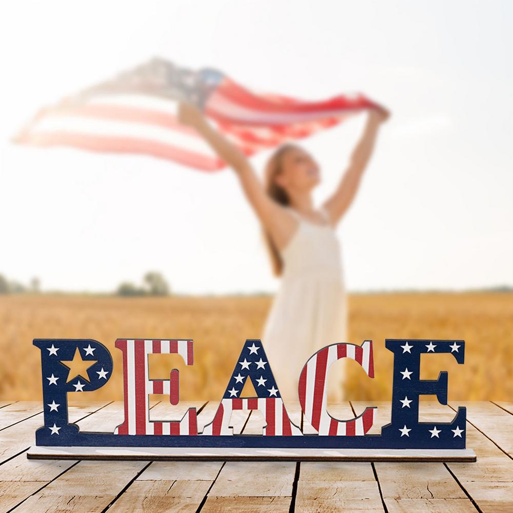 Independence Day Home Table Decoration Freedom Patriotic Wooden Decorative Plaque 4th of July Letter Sign Blessed Table Centerpiece Dining Room Decor Memorial Day Election Decorations Family