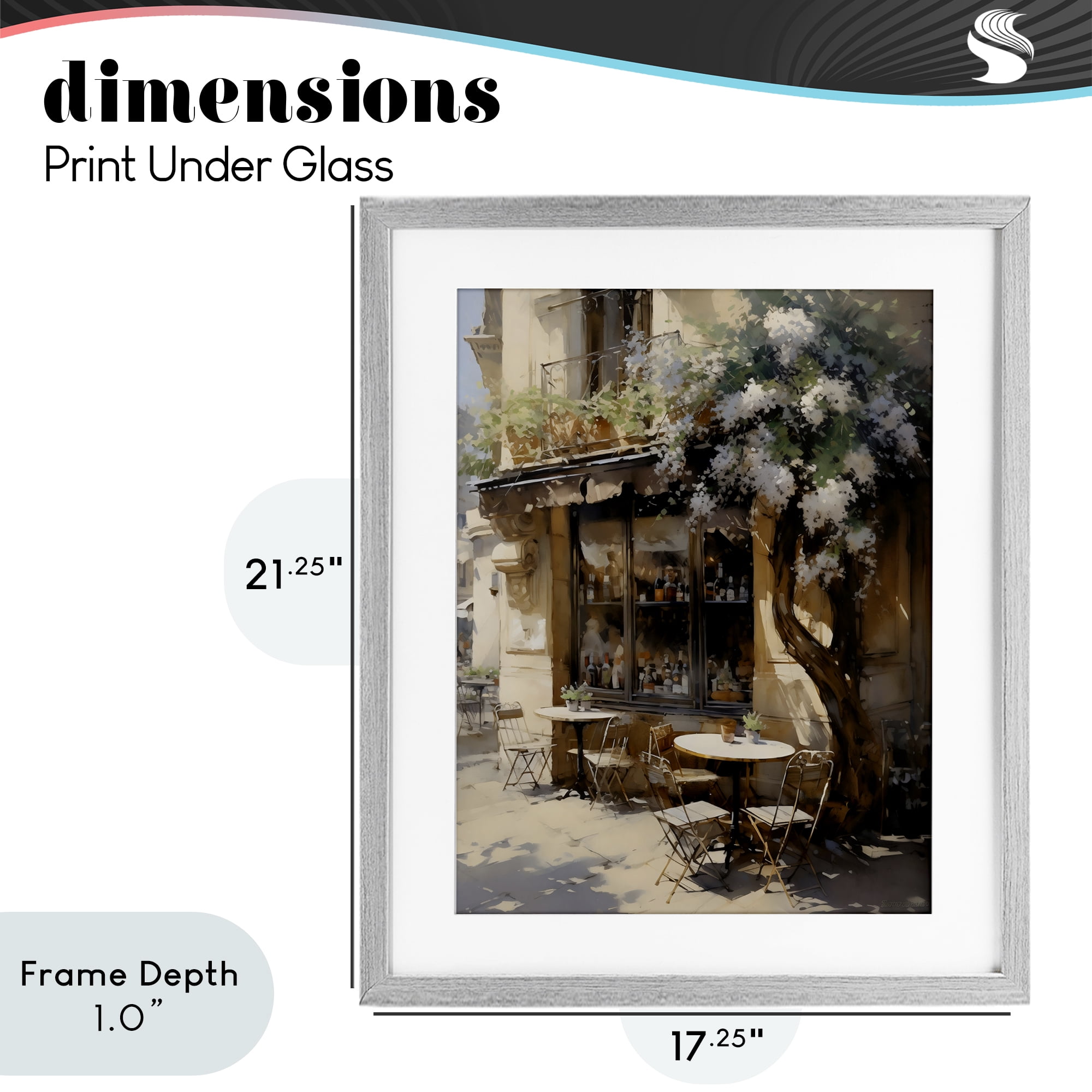 Stupell Industries Sunlit French Cafe Terrace Gray Framed Print Under Glass, design by Creative Studio