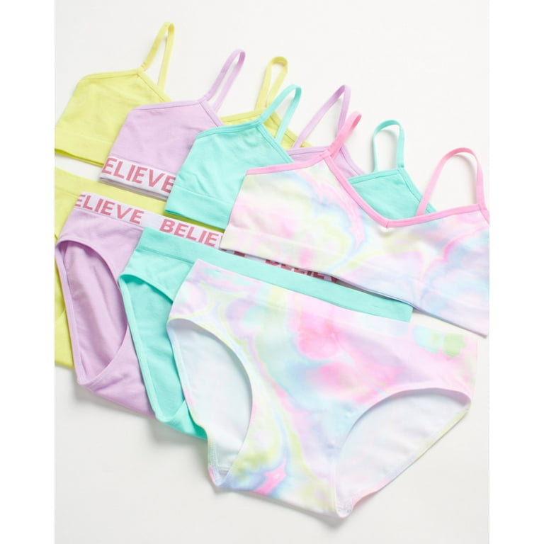 Sweet & Sassy Girls' Training Bra Set - 8 Piece Seamless Cami Bralette and  Bikini Underwear 