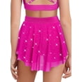 thumbnail image 2 of Haitryli Kids Girls Athletic Dance Skirt Glittery Rhinestones Gymnastics Ice Skating Builtins Swirl Flow Skirt Hot Pink 14, 2 of 7