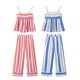 thumbnail image 2 of HH TRAF Traje de verano de dos colores para mujer, sin mangas, sin espalda, con tirantes a juego y pantalones anchos con cintura elástica para mujer, 2 of 5