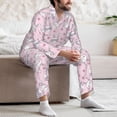 thumbnail image 7 of Salouo Cute Rabbit Flower Print Button-Front Long Sleeve Pajama Set for Men, Soft 2Pjs Men's Long Sleeve Sleepwear-Small, 7 of 7