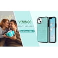 thumbnail image 6 of VENINGO Wallet Case for iPhone 13 & iPhone 14 with Card Holder Slots PU Leather Kickstand Magnetic Lock Lightweight Shockproof Full Body Protective Cover for iPhone 13 & iPhone 14, Mint Green, 6 of 8
