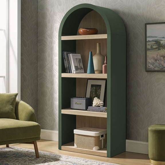 Caleb 4 Arched Display Shelf Bookcase in Hunter Green