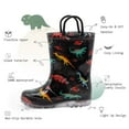 thumbnail image 3 of EUXTERPA Boys Black Dinosaur Rain Boots Toddler Kids Light Up Waterproof Boots with handles Toddler Size 9, 3 of 7