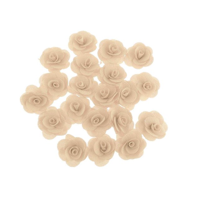 facefd 20 Pieces Silk Rose Flower Head Bud DIY Craft Wedding Decor Beige
