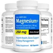 Magnesium+ Pharmaceutical Grade OTC for Heart Health, Bone Support & Sleep Management, 250 mg, Vitasource