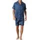 thumbnail image 2 of INSPIRAR CHIC Conjunto de Pijama de Camisa de Botones de Satén a Rayas de Manga Corta y Pantalones Cortos para Hombre M Azul, 2 of 6