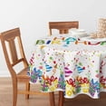 thumbnail image 2 of Birthday Tablecloth 60x60 Inch Round Happy Birthday Balloon White Washable Seasonal Cover for Party, Picnic, Dinner Decor Perfect for Kids and Adults, 2 of 6