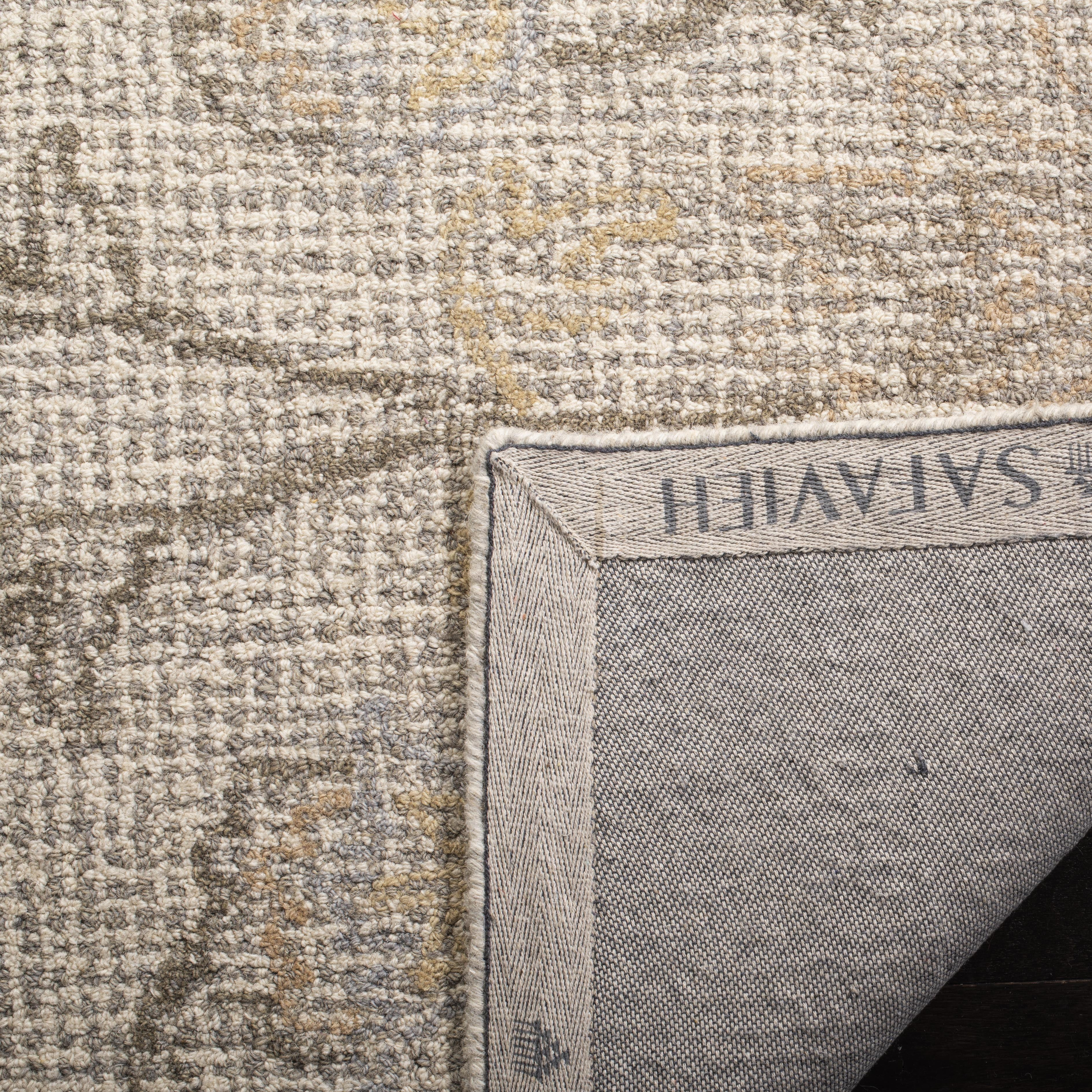SAFAVIEH Abstract Elouise Geometric Wool Area Rug, Light Gray/Ivory, 6' x 6' Round