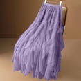 thumbnail image 4 of Miluxas Women's Tulle Long Skirt Elastic High Waist Layered Cake Skirt Solid Casual Party A-Line Mesh Skirt Purple, 4 of 5