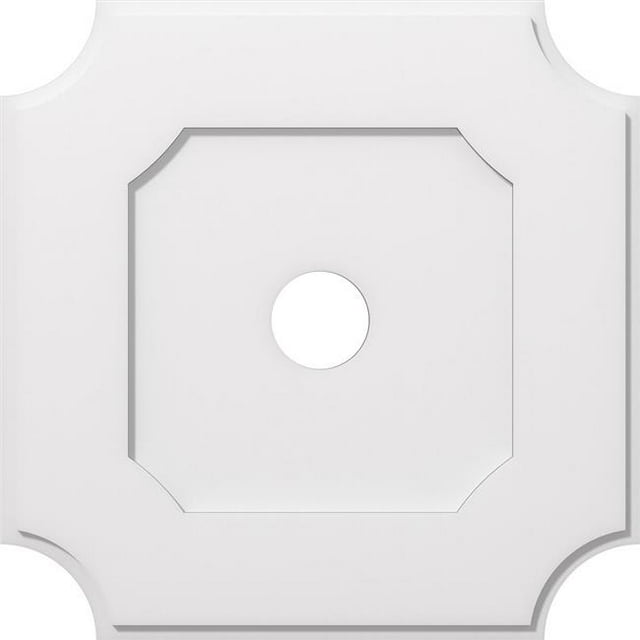Ekena Millwork CMP26LE-04000 26 in. OD x 4 in. ID Square Locke Architectural Grade PVC Contemporary Ceiling Medallion
