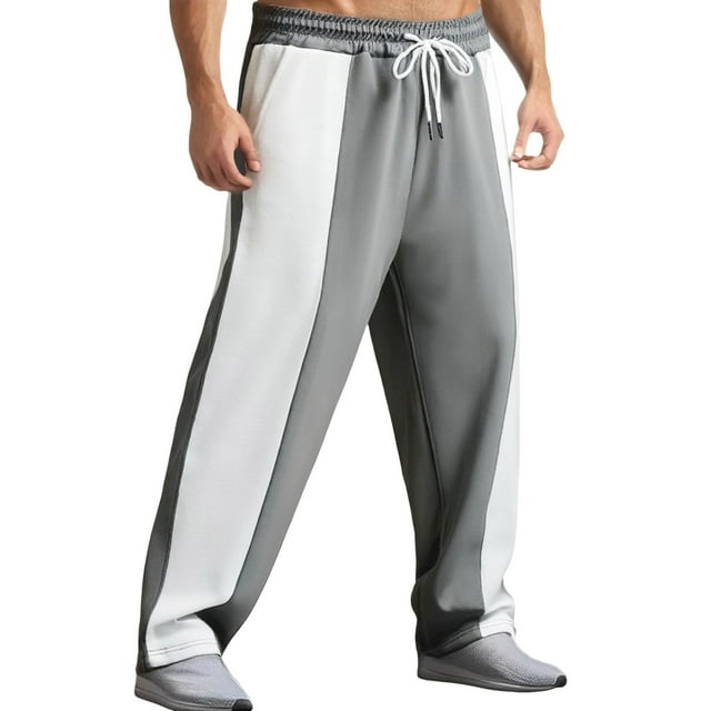 Zszcpp Jogging Pants For Men Leisure Sports Loose Waist Jogging Patchwork Color Active Trousers Casual Trouser