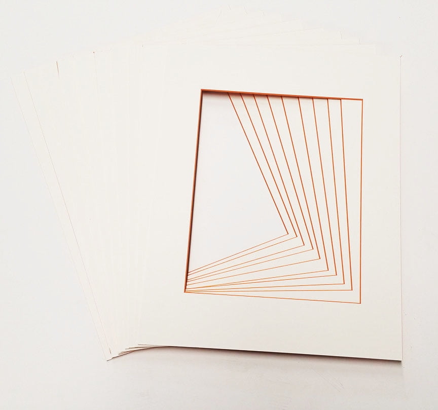 Custom Cut White Picture Frame Mats with Colored Cores