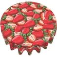 thumbnail image 3 of Vintage Strawberry Print Tablecloth Round Table Cover Washable Polyester Table Cloth for Kitchen Party Picnic Dining Decor 60 Inch, 3 of 6