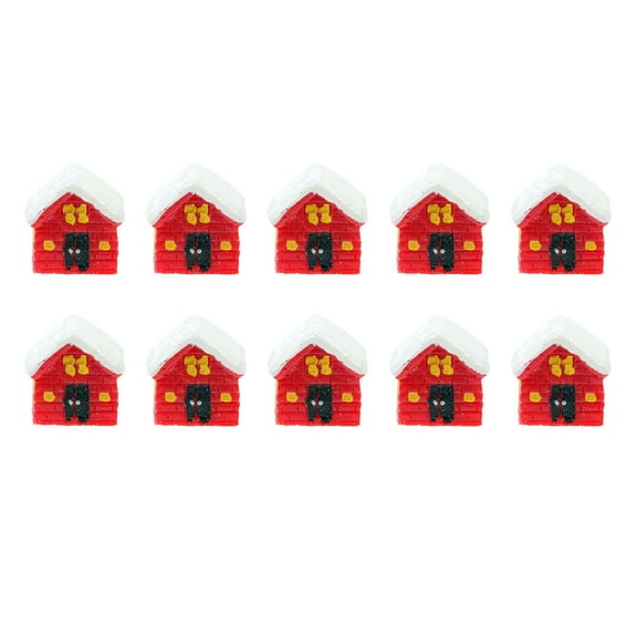 Worgeous 10pcs Miniature House Model Christmas Mini House Resin Landscape Ornament Dollhouse Bonsai Craft Garden Diy Decor