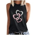 thumbnail image 2 of Sakmal Black Summer Tops for Women Sleeveless Crew Neck Love Heart Tank Tops Womens Shirts Plus Size, 2 of 5