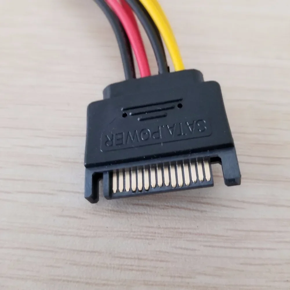 SATA Adapter to Dual 15Pin Power Cable Y Splitter Female  Male Pure Copper with Buckle for PC Chassis DIY