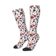 thumbnail image 2 of Balery Red Blue Leaves Printed Novelty Socks Men's Women's Crew Socks Sports Socks Knee High Socks Cotton Socks Quirky and Cool Socks, 2 of 9