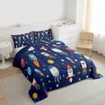 thumbnail image 3 of jejeloiu Watercolor Kawaii Rocket Twin Comforter Sets,Cartoon Stars Print Bedding Set For Boys Men Reversible 2-Piece, 3 of 8