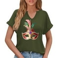 thumbnail image 6 of Craaazy Mardi Gras Shirts for Women Short Sleeve Casual Carnival Printed V-neck T-shirts Gifts, 6 of 6