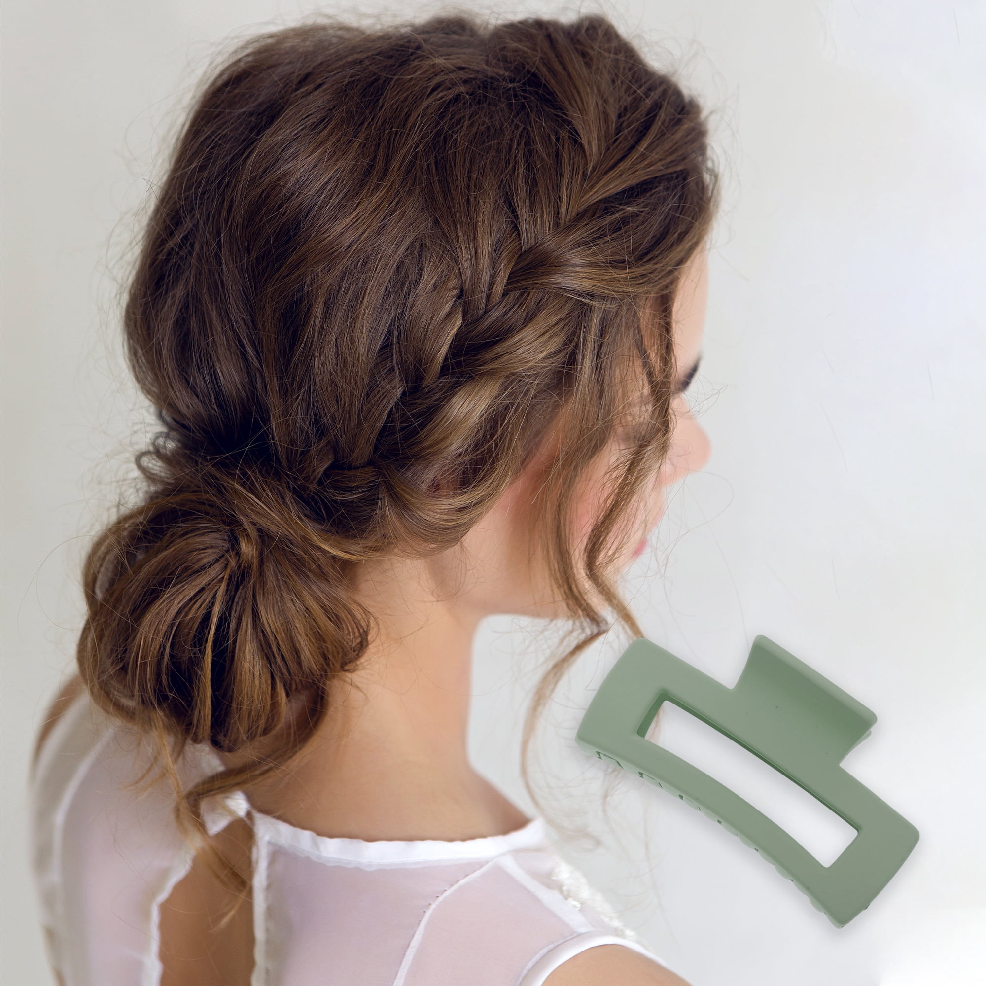 Unique Bargains Rectangle Frosted Hair Clips for Home and Everyday Styling Army Green