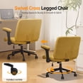 thumbnail image 4 of Ktaxon Office Chair, Flip-Top Armrest Desk Chair on Metal Star Base, Starry Chenille Vanity Chair with Adjustable Height & Swivel Wheels Yellow, 4 of 8