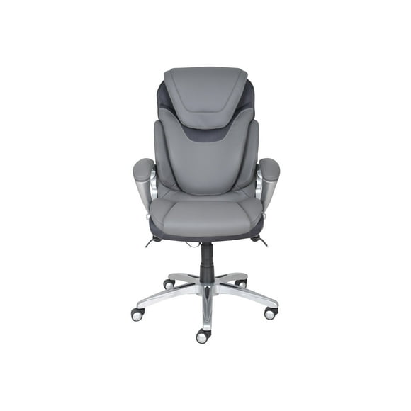 Serta AIR - Chair - task - ergonomic - armrests - ring-shaped - tilt - swivel - bonded leather - light gray, iridescent silver