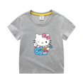 thumbnail image 3 of Camiseta de manga corta de algodón para niños de Hello Kitty, camisa de fondo para niños y niñas, ropa superior blanca de media manga de verano para bebés, 3 of 5