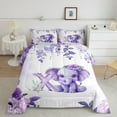 thumbnail image 2 of Erosebridal Zoo Animal Elephant Comforter Sets Twin Size,Letter X Comforters & Duvets,Purple Flower Floral Bedding Twin Comforter Set,Lightweight Bedroom Decoration Reversible,2-Piece, 2 of 7