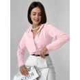 thumbnail image 4 of Button Down Shirt for Women Long Sleeve Solid Color Blouses Tops Business Casual Work Outfits Pink (256) XXL, 4 of 9