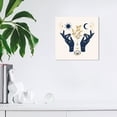 thumbnail image 2 of Wynwood Studio Canvas Fate Hands Floral and Botanical Botanicals Wall Art Canvas Print Gold Dark Blue 12x12, 2 of 3