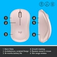 thumbnail image 6 of Logitech Silent Wireless Mouse, 2.4 GHz with USB Receiver, Optical Tracking, Ambidextrous, Rose, Walmart Exclusive, 6 of 8