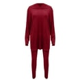 thumbnail image 4 of Delayuji Women's 2 Piece Pajamas Sets Outfits Ribbed Knit Set Lightweight Tops and Stretchy Leggings Pants Sets Loungewear Sleepwear, 4 of 5