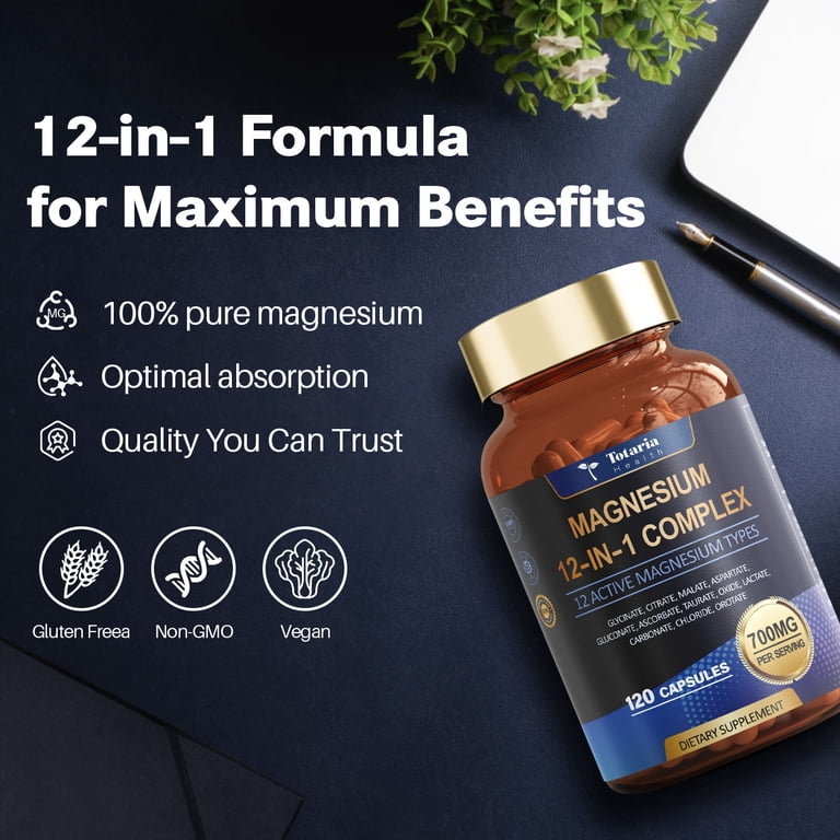 Magnesium 12-in-1 Complex 700mg – Glycinate, Citrate, Malate, Taurate (120 Capsules)