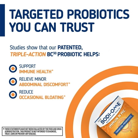Bodi-Ome Immun N’Me Targeted Probiotic Capsules (32 count), Clinically Proven Strain, Supports Immune and Microbiome Health*, Survives Stomach Acid 100X Better‡, Gluten Free