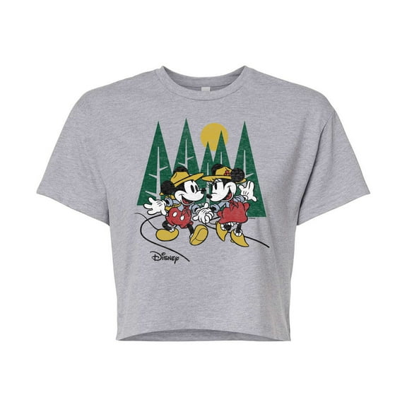 Disney - Mickey & Friends - Mickey & Minnie Take a Hike - Juniors Cropped Cotton Blend T-Shirt