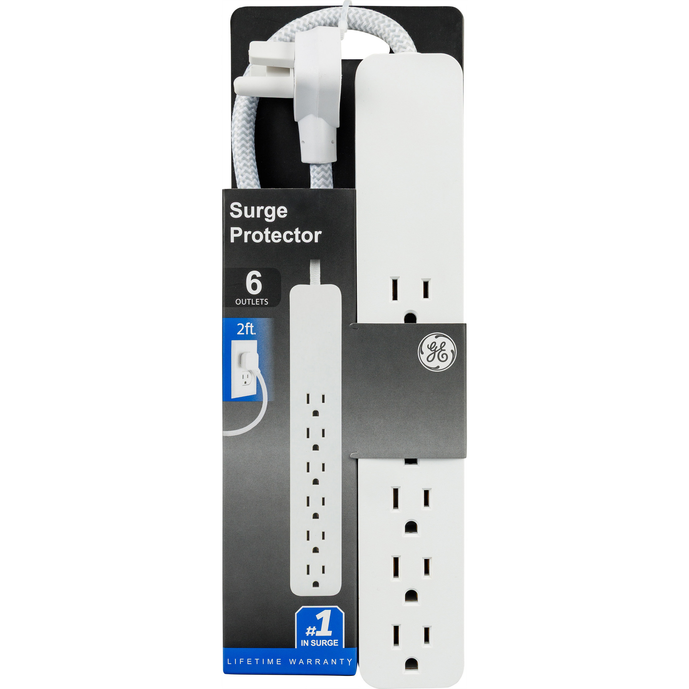 GE 6-Outlet Surge Protector with 2ft Braided Cord photo 2