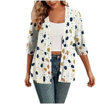 fatyb Women's 3/4 Sleeve Cardigan Lightweight Open Front Cardigans for Women Casual Loose Soft Cover Up