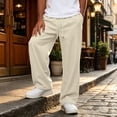 thumbnail image 6 of Havenx Sweatpants for Men Straight Wide Leg Drawstring Jogger Pants with Pockets Elastic Waist Open Bottom Sweatpant Loose Fit Soft Fall Winter Comfy Workout Streetwear,Beige XL, 6 of 7