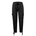 thumbnail image 7 of Ndbuld Cargo Pants Womens Casual Solid Color Pants Straight Wide Leg Trousers Pants Cargo Pants with Pocket,S,Black, 7 of 7