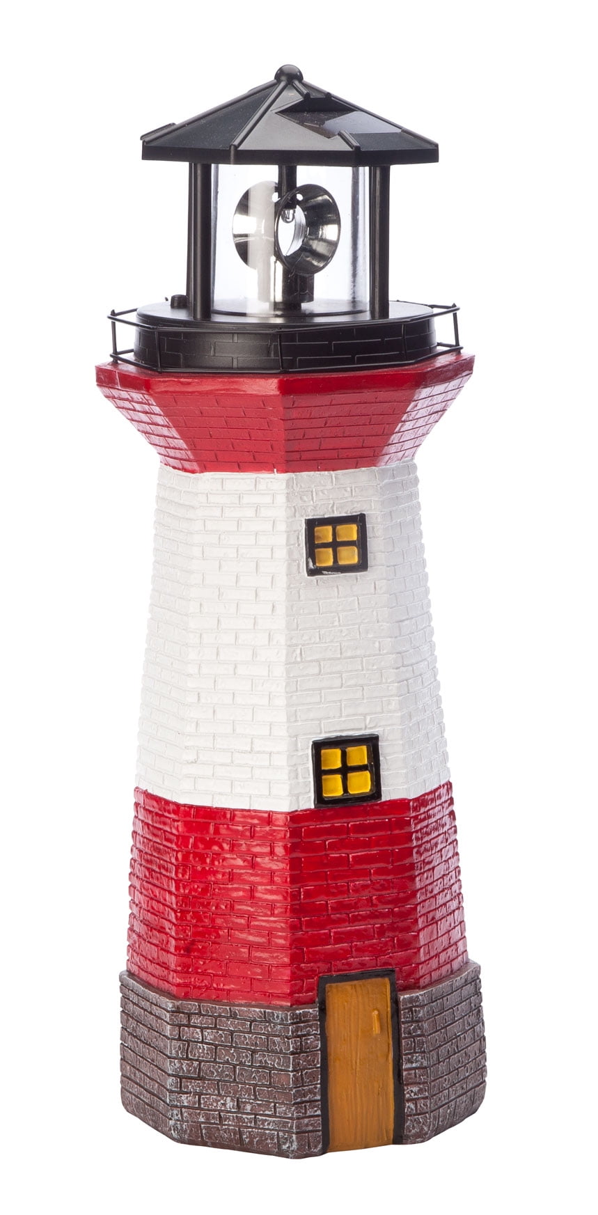 Solar Powered RED Lighthouse Statue Rotating Garden Yard Patio Outdoor Decor # 