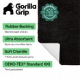 thumbnail image 3 of GORILLA GRIP Chenille Bath Rug 36x24, Rubber Back Quick Dry Washable Microfiber Bathroom Mats, Black, 3 of 10