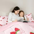 thumbnail image 5 of Castle Fairy Kawaii Red Strawberry Girl 3 Pieces Queen Comforter Set,Cartoon Bow Tie Ultra Soft Bedding Sets,Girly Pink Bow Bedding Comforter Set,Microfiber Bedroom Decor, 5 of 8